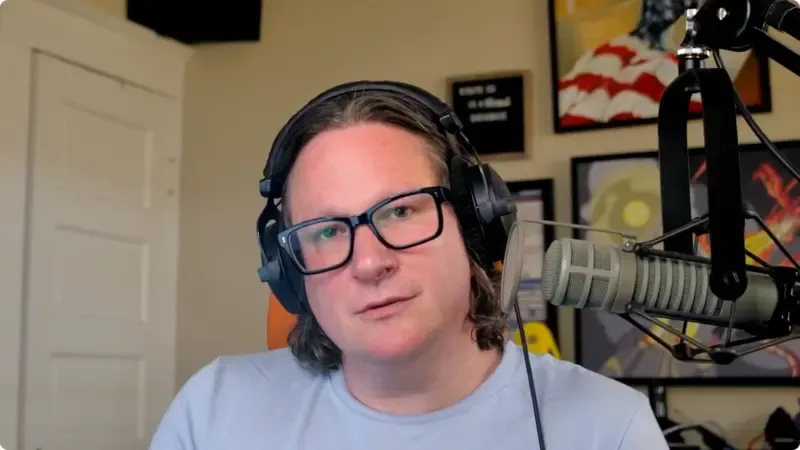 Corey Quinn recording the Screaming in the Cloud podcast