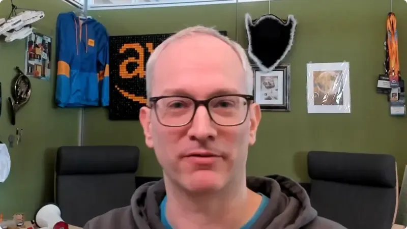 David Yanacek recording the Screaming in the Cloud podcast