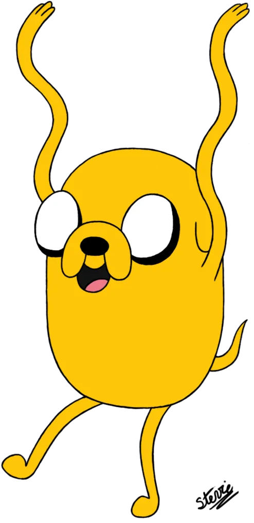 A dog character from Adventure Time with wiggly arms